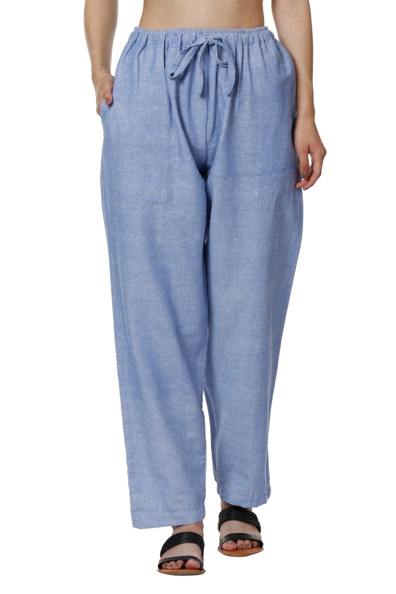 Buy Women's Lounge Pants | Blue | Fits Waist Size 28" to 36" | Shop Verified Sustainable Womens Pyjama on Brown Living™