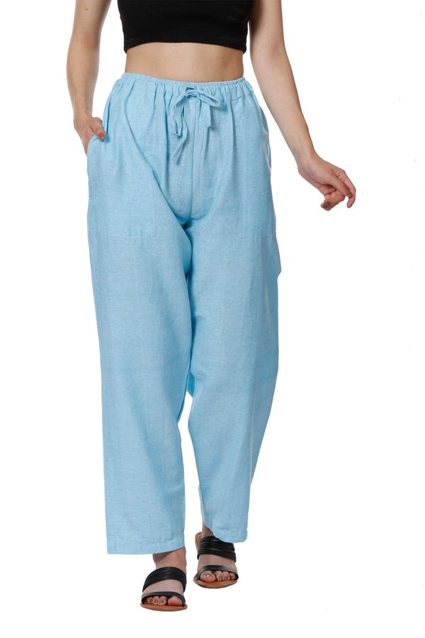Buy Women's Lounge Pants | Sky Blue | Fits Waist Size 28" to 36" | Shop Verified Sustainable Womens Pyjama on Brown Living™