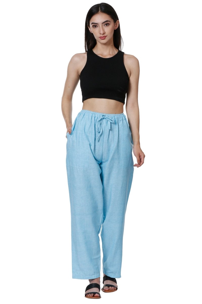 Buy Women's Lounge Pants | Sky Blue | GSM-170 | Free Size | Shop Verified Sustainable Products on Brown Living