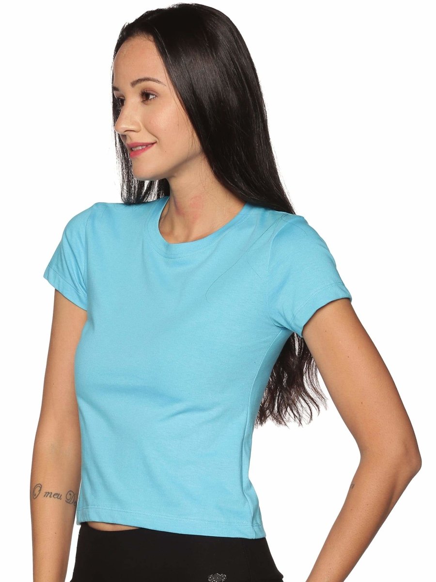 Women's Organic Cotton Crew Neck T-Shirt - Aqua Blue | Verified Sustainable by Brown Living™