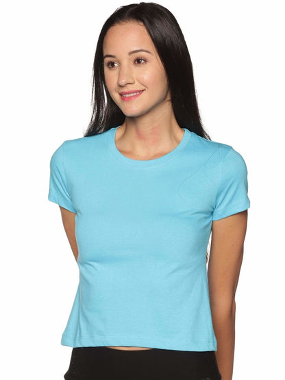 Women's Organic Cotton Crew Neck T-Shirt - Aqua Blue | Verified Sustainable by Brown Living™