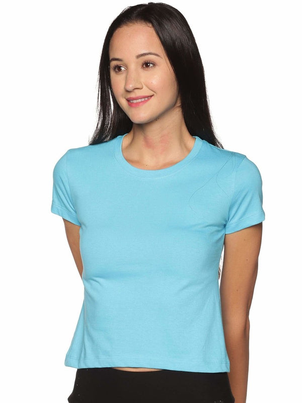 Buy Women's Organic Cotton Crew Neck T -Shirt - Aqua Blue | Shop Verified Sustainable Products on Brown Living