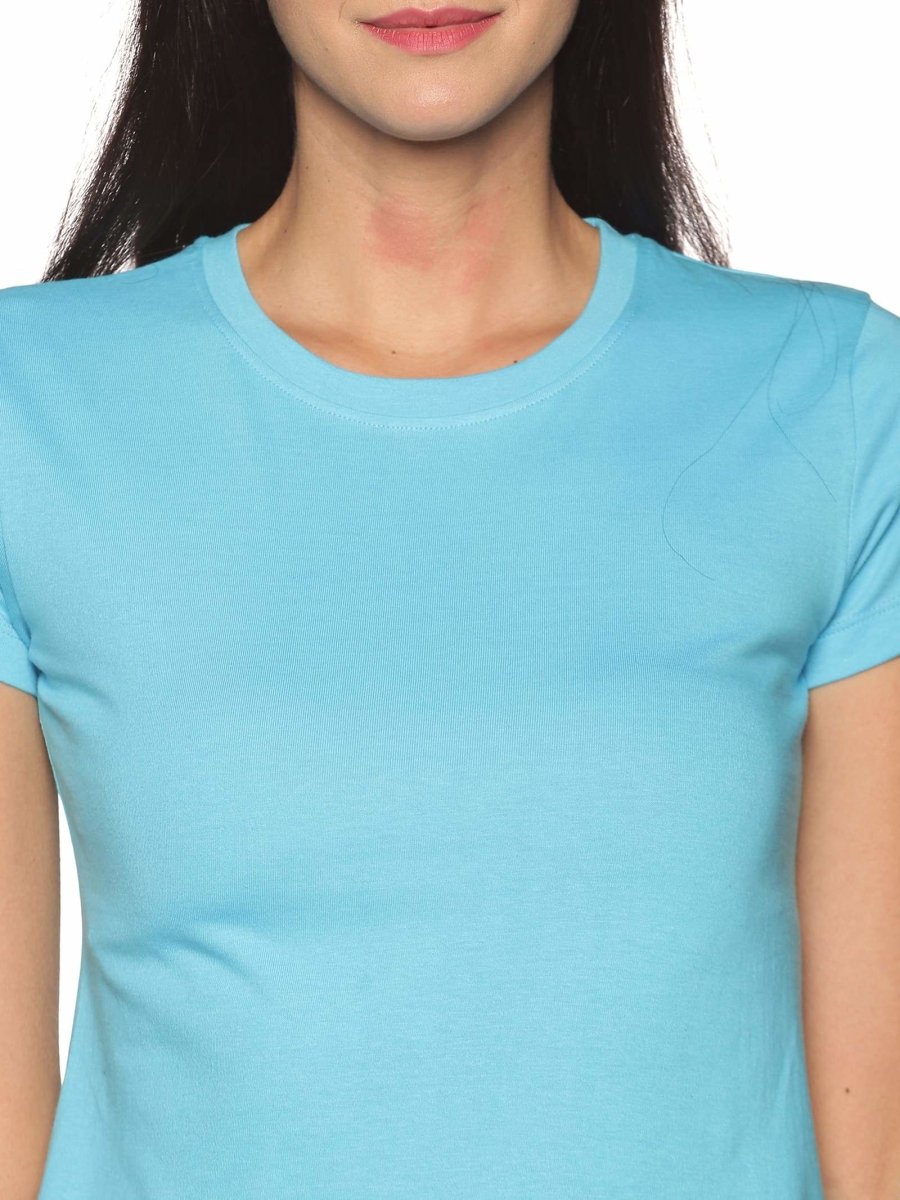 Women's Organic Cotton Crew Neck T-Shirt - Aqua Blue | Verified Sustainable by Brown Living™