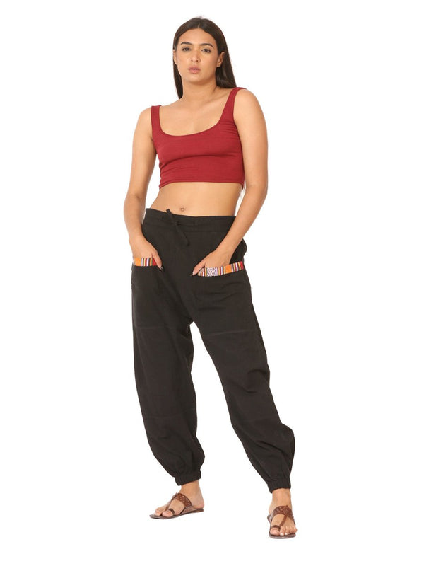 Buy Women's Straight Fit Harem Hopper Pants | Black | Fits Waist 28" to 38" | Shop Verified Sustainable Womens Pyjama on Brown Living™