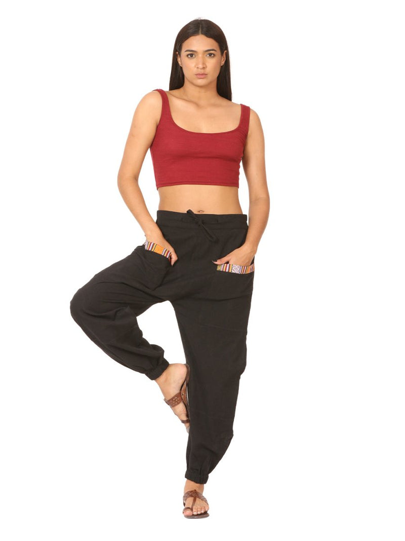 Buy Women's Straight Fit Harem Hopper Pants | Black | GSM-170 | Free Size | Shop Verified Sustainable Products on Brown Living