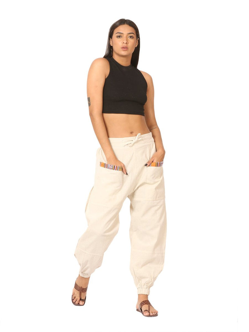 Buy Women's Straight Fit Harem Hopper Pants | Cream | Fits Waist 28" to 38" | Shop Verified Sustainable Womens Pyjama on Brown Living™