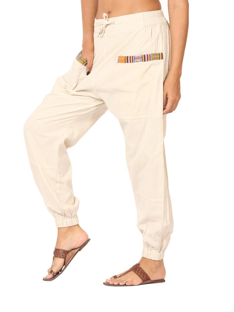 Buy Women's Straight Fit Harem Hopper Pants | Cream | GSM-170 | Free Size | Shop Verified Sustainable Products on Brown Living