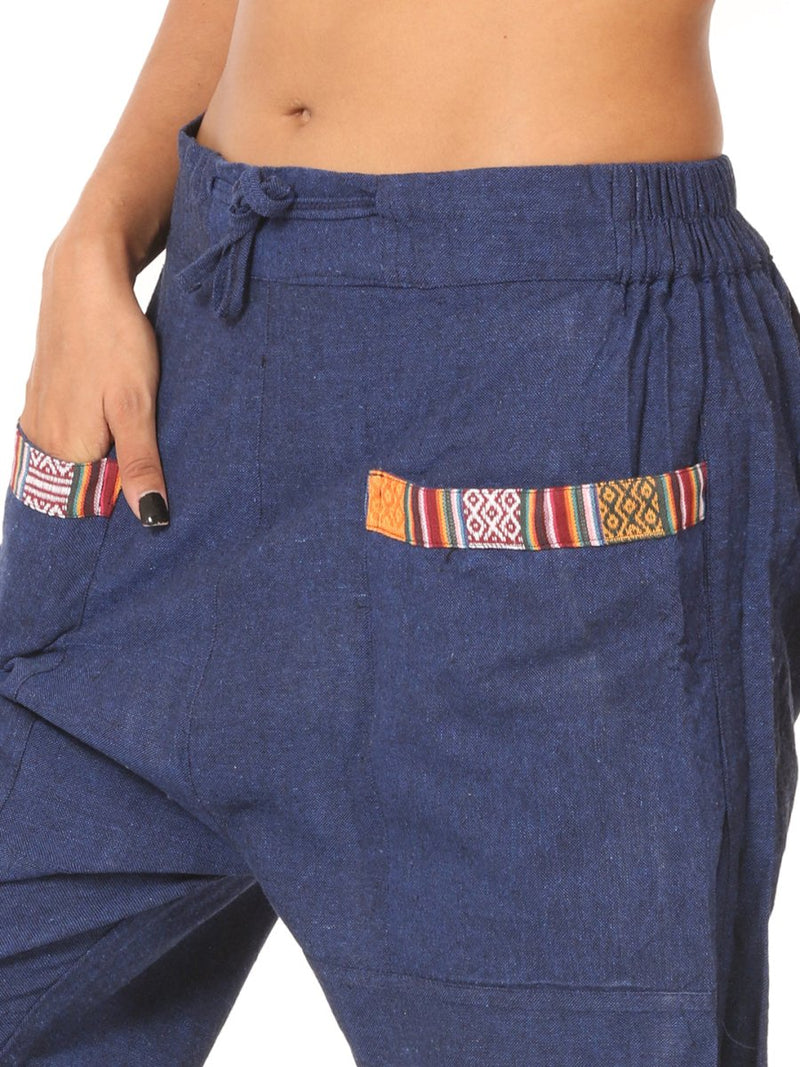 Buy Women's Straight Fit Harem Hopper Pants | Dark Blue | Fits Waist 28" to 38" | Shop Verified Sustainable Womens Pyjama on Brown Living™