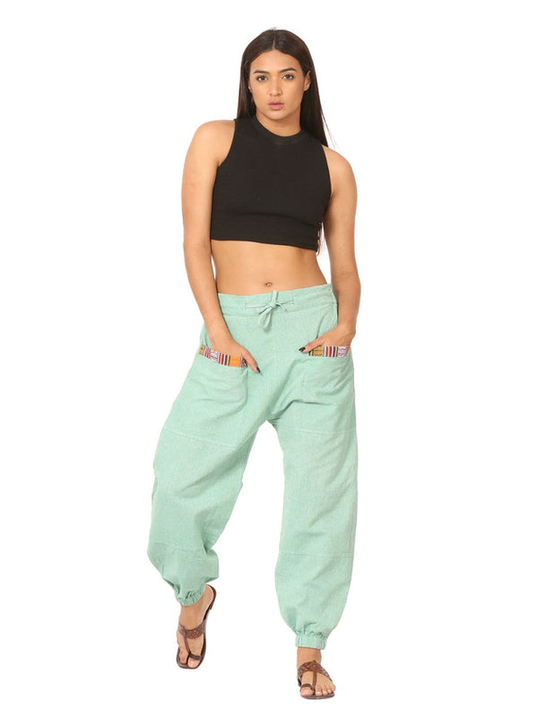 Buy Women's Straight Fit Harem Hopper Pants | Green | Free Size | Shop Verified Sustainable Products on Brown Living