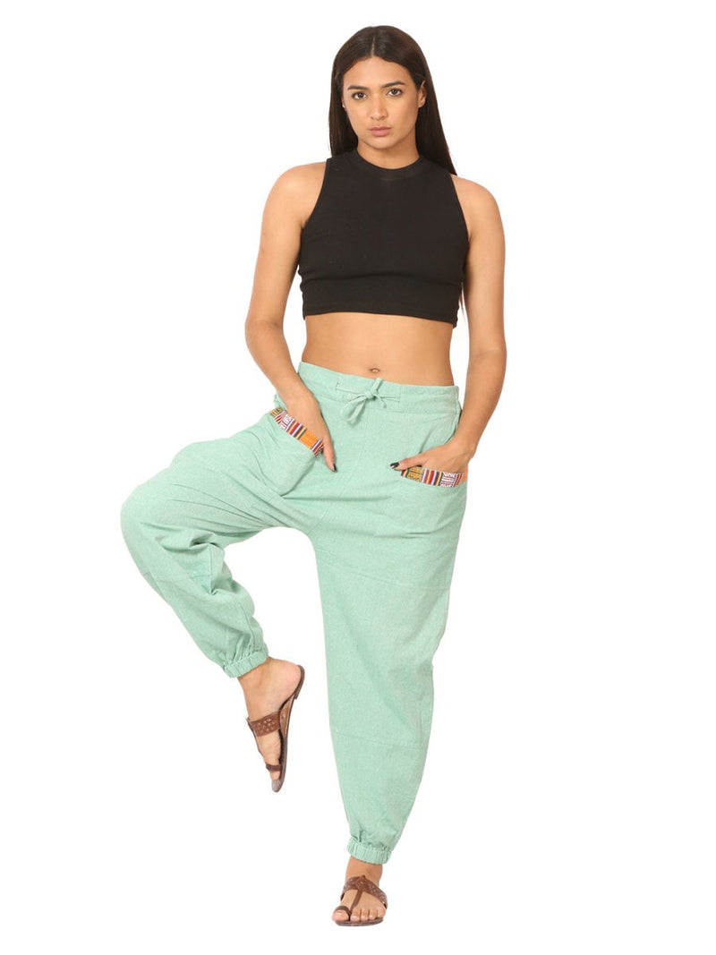 Buy Women's Straight Fit Harem Hopper Pants | Green | Free Size | Shop Verified Sustainable Products on Brown Living