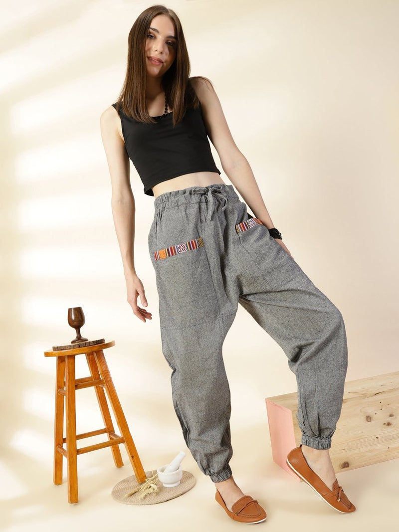 Buy Women's Straight Fit Harem Hopper Pants | Grey | Fits Waist 28" to 38" | Shop Verified Sustainable Womens Pyjama on Brown Living™