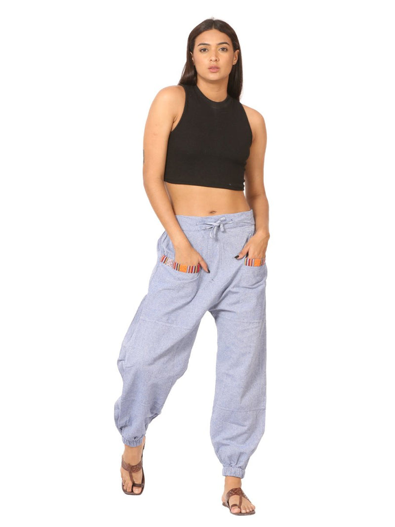 Buy Women's Straight Fit Harem Hopper Pants | Lavender Blue | Fits Waist 28" to 38" | Shop Verified Sustainable Womens Pyjama on Brown Living™