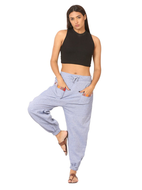 Buy Women's Straight Fit Harem Hopper Pants | Lavender Blue | Free Size | Shop Verified Sustainable Products on Brown Living