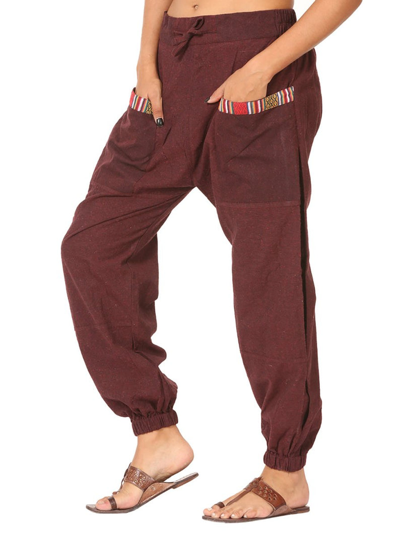 Buy Women's Straight Fit Harem Hopper Pants | Maroon | GSM-170 | Free Size | Shop Verified Sustainable Products on Brown Living