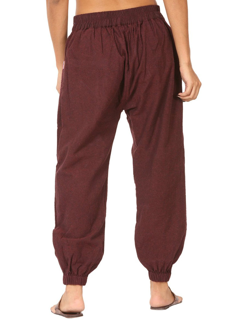 Buy Women's Straight Fit Harem Hopper Pants | Maroon | Fits Waist 28" to 38" | Shop Verified Sustainable Womens Pyjama on Brown Living™