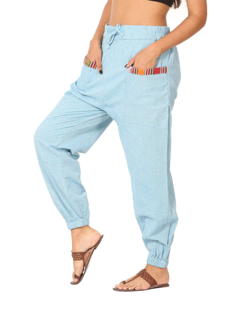 Buy Women's Straight Fit Harem Hopper Pants | Sky Blue | Free Size | Shop Verified Sustainable Products on Brown Living