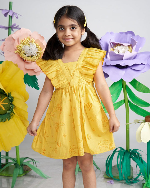 Buy Wonder Wander Ruffle Dress | Shop Verified Sustainable Kids Frocks & Dresses on Brown Living™