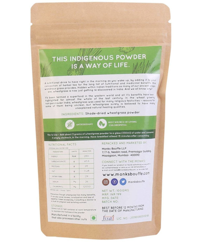 Buy Wondrous Wheatgrass powder - 200g | Shop Verified Sustainable Powder Drink Mixes on Brown Living™