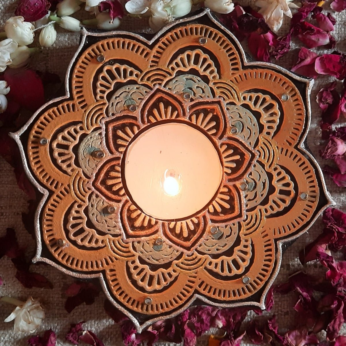 Wooden Cut Handcrafted Aesthetic Tealight Holder | Verified Sustainable by Brown Living™