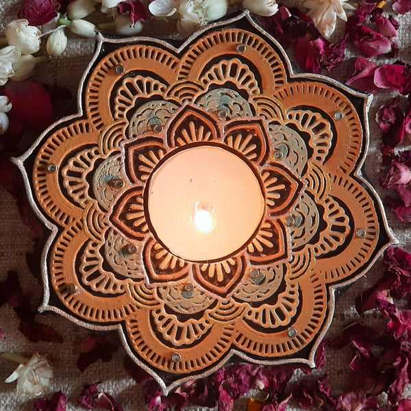 Buy wood cut tealight holder | Shop Verified Sustainable Candles & Fragrances on Brown Living™
