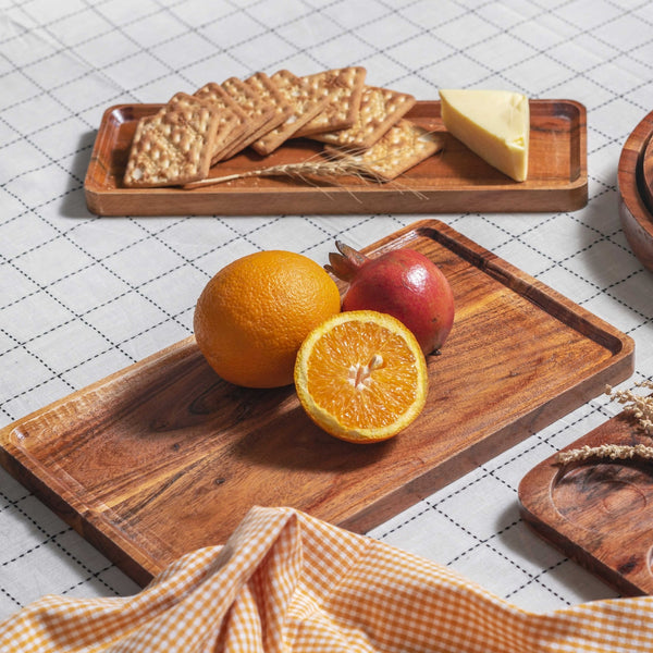 Wood Serving Tray | Made of Acacia Wood | Verified Sustainable Dinner Set on Brown Living™