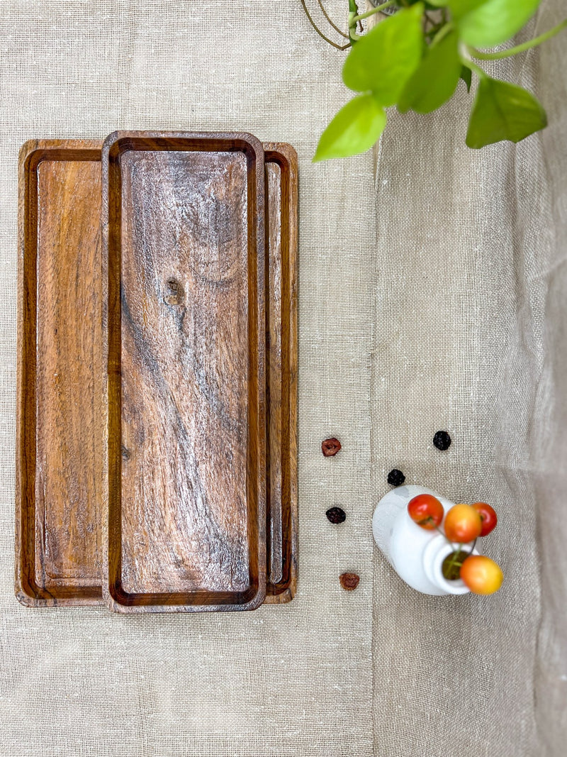 Wood Serving Tray | Made of Acacia Wood | Verified Sustainable Dinner Set on Brown Living™