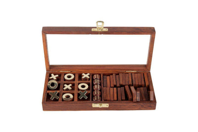 Handicrafts Wooden 3 - in - 1 Parlour Game Set | 3 Classic Board Game – Learning & Educational Toys on Brown Living™. SKU: 1188. Img 3.