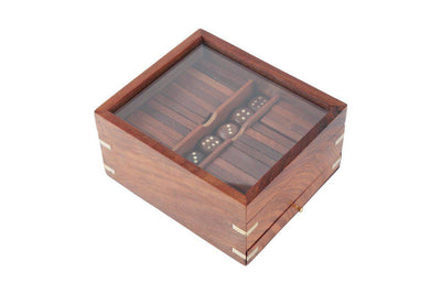 Handmade Wooden Tic Tac Toe Game| 28 Dominoes, 9 Tokens & 5 Wooden Dice – Learning & Educational Toys on Brown Living™. SKU: 1123. Img 4.