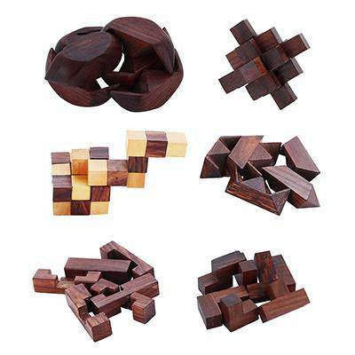 Wooden 3D Puzzle Six in One Game Set for Kids and Adults | Verified Sustainable by Brown Living™