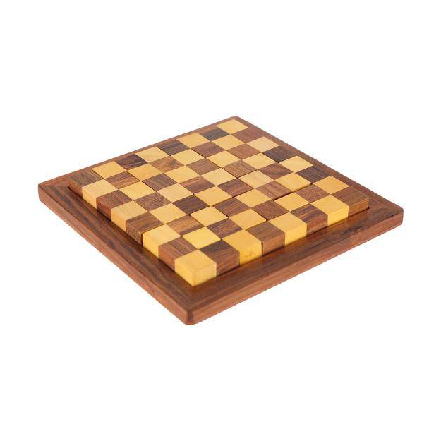 Buy Wooden 3D Puzzle Square Shape Chess Design Jigsaw Puzzle | Shop Verified Sustainable Products on Brown Living