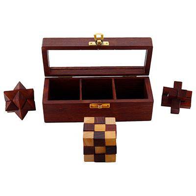 Wooden 3D Puzzles Game 3 - in - 1 Brain Teaser Game for Kids | Verified Sustainable by Brown Living™