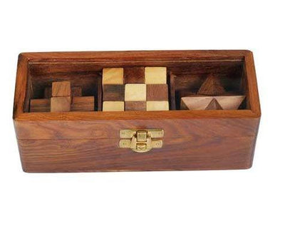 Wooden 3D Puzzles Game 3 - in - 1 Brain Teaser Game for Kids – Learning & Educational Toys on Brown Living™. SKU: 1087. Img 1.
