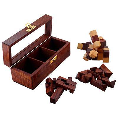 Buy Wooden 3D Puzzles Game 3-in-1 Brain Teaser Game for Kids | Shop Verified Sustainable Learning & Educational Toys on Brown Living™