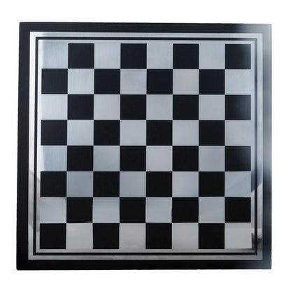 Handcrafted Wooden & Metal Chess Board Game Black and Silver Finish | Verified Sustainable by Brown Living™