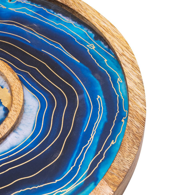 Buy Wooden Blue Round Chip and Dip Platter | Shop Verified Sustainable Trays & Platters on Brown Living™