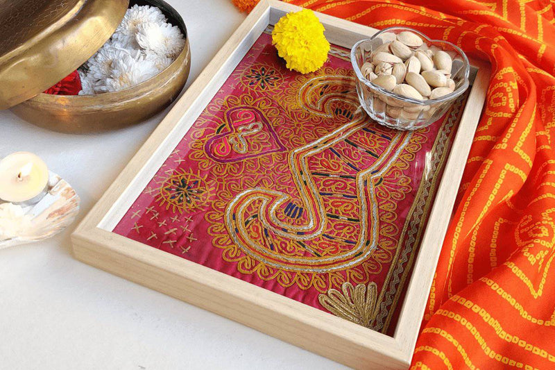 Buy Wooden Boho Tray: Peach | Shop Verified Sustainable Trays & Platters on Brown Living™