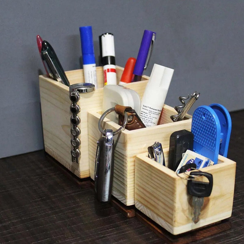 Buy Wooden Box- Desktop / Tabletop Organizer- Set of 3 | Shop Verified Sustainable Desk Organizers on Brown Living™