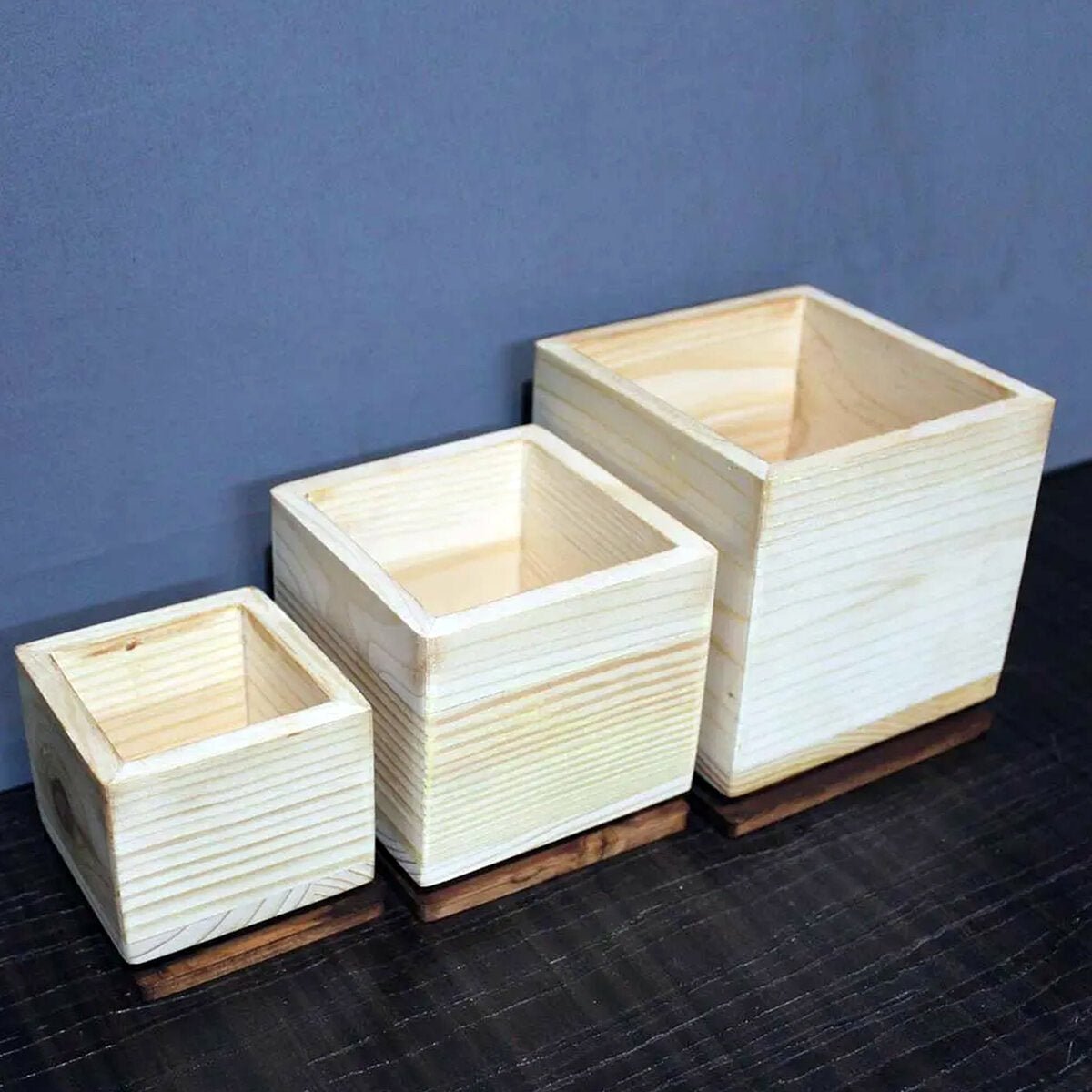 Wooden Box - Desktop / Tabletop Organizer - Set of 3 | Verified Sustainable by Brown Living™