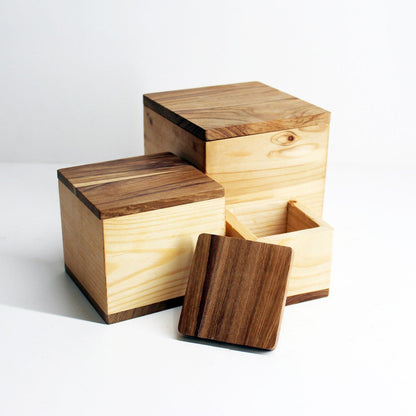 Wooden Box - Desktop / Tabletop Organizer - Set of 3 | Verified Sustainable by Brown Living™