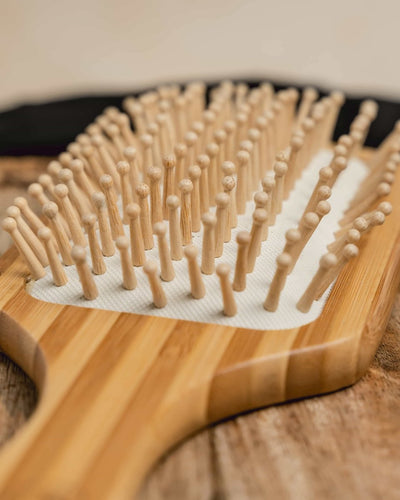 Wooden Bristle Paddle Brush | Bamboo Hair Brush – Hair Brush on Brown Living™. SKU: 192 - 07044 - bamboohairbushwithbamboobristles. Img 2.
