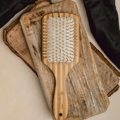 Wooden Bristle Paddle Brush | Bamboo Hair Brush – Hair Brush on Brown Living™. SKU: 192 - 07044 - bamboohairbushwithbamboobristles. Img 1.