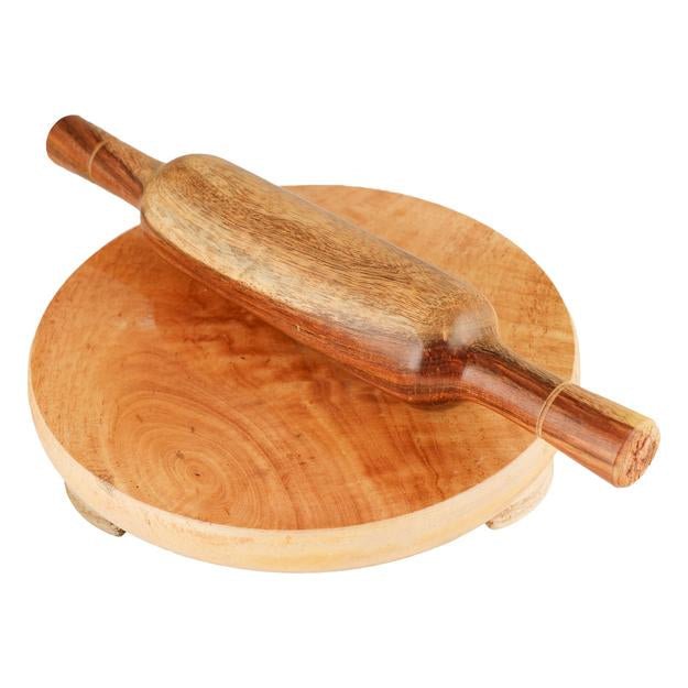 Buy Wooden Chakla Belan Set - Brown | 9 Inch | Shop Verified Sustainable Products on Brown Living