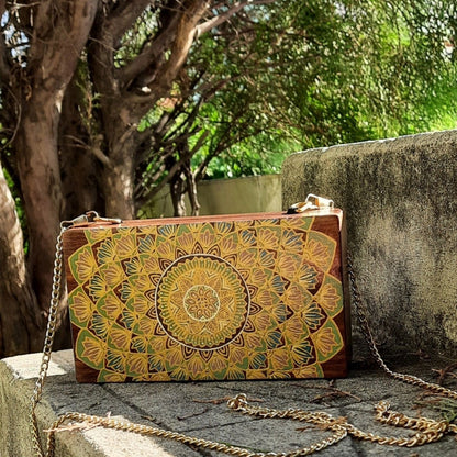 Wooden Clutch | Made of Mango Wood | Hand Painted | Verified Sustainable by Brown Living™