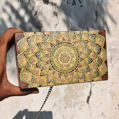 Wooden Clutch | Made of Mango Wood | Hand Painted | Verified Sustainable by Brown Living™