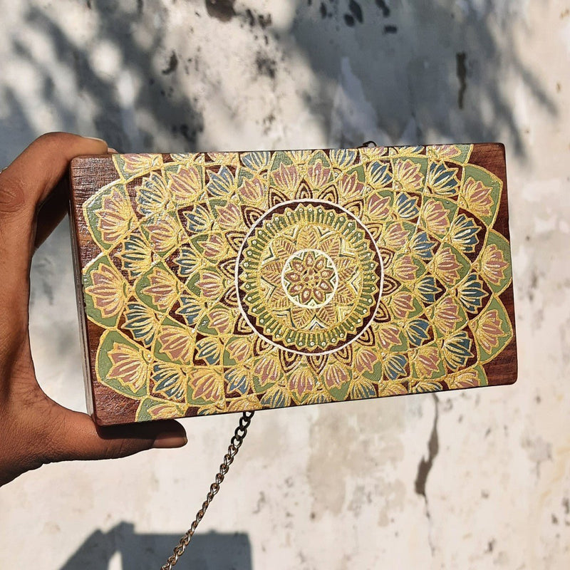 Buy Wooden Clutch | Made of Mango Wood | Hand Painted | Shop Verified Sustainable Womens Clutch on Brown Living™