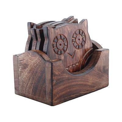 Wooden Coasters and Holder Stand - Set of 6 | Verified Sustainable by Brown Living™