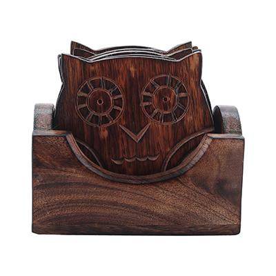 Wooden Coasters and Holder Stand - Set of 6 | Verified Sustainable by Brown Living™