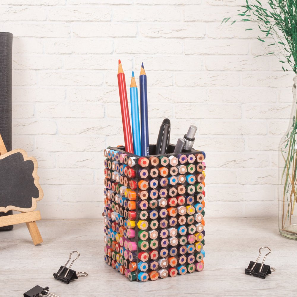 Buy Wooden Color Pencil Pen Stand Holder Online on Brown Living Desk Accessories