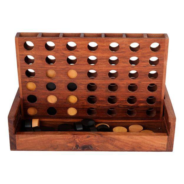 Buy Wooden Connect For game - Wood Classic Family Game with Coins | Shop Verified Sustainable Products on Brown Living