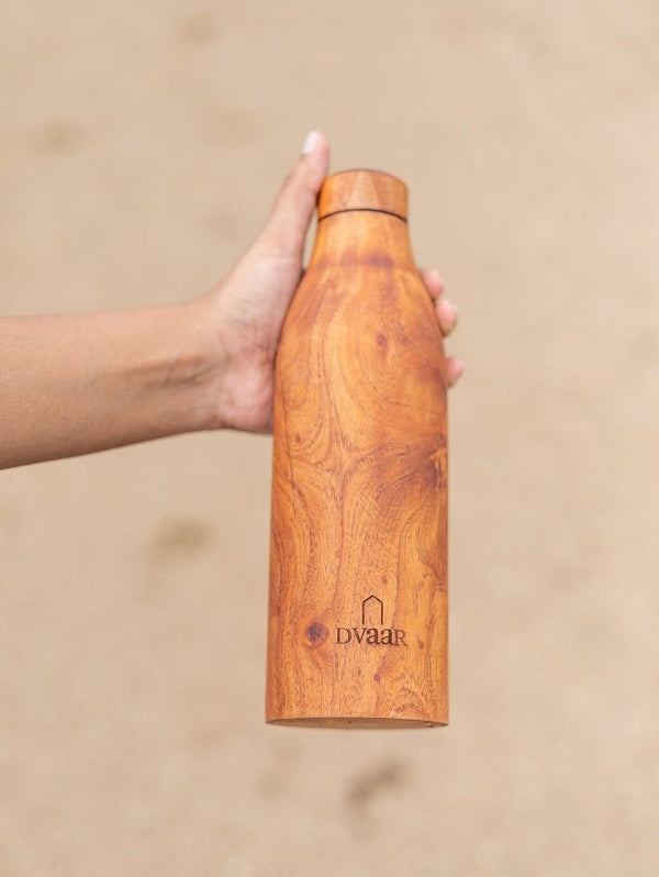 Buy Wooden Copper Bottle Mahogany Wood 500ml | Shop Verified Sustainable Products on Brown Living